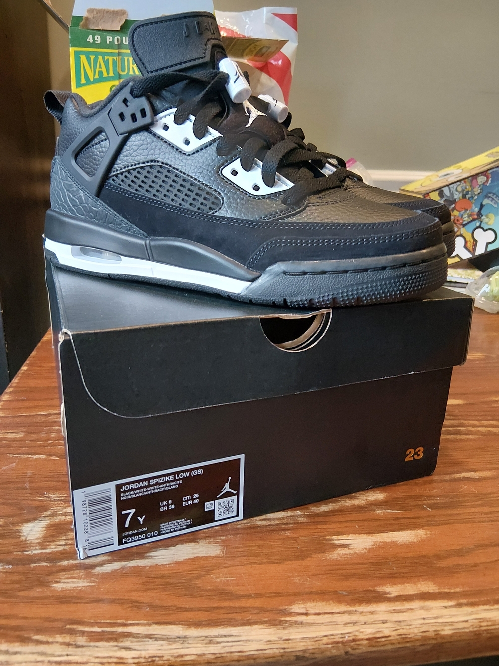 Nike Jordan Kids' Black/White Spizike Low Sneakers